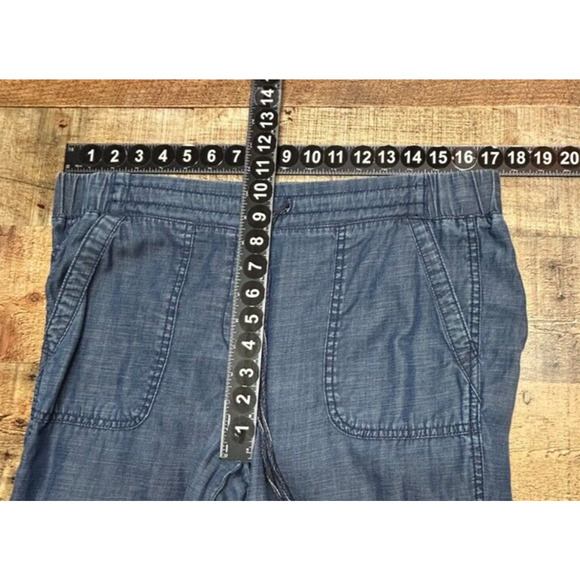 Talbots Pants Womens 12 Petite Blue Actual 34X24 Linen Blend Pull On Crop - Picture 3 of 7
